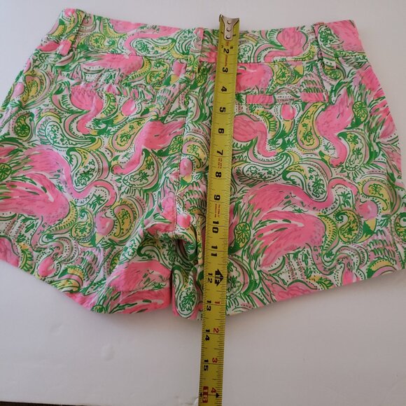 Lilly Pulitzer Callahan Shorts Size 00 Pink Green Flamingos Hot Wings Resort - Picture 9 of 12